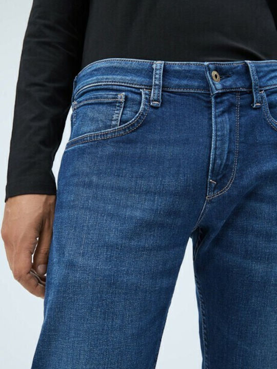 Cash Men's Elastic Jeans Pants with Regular Straight Fit Blue