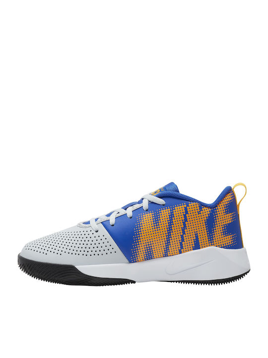 Nike Kids Sports Shoes Basketball Team Hustle Quick Gs Pure Platinum / Laser Orange / Hyper Royal