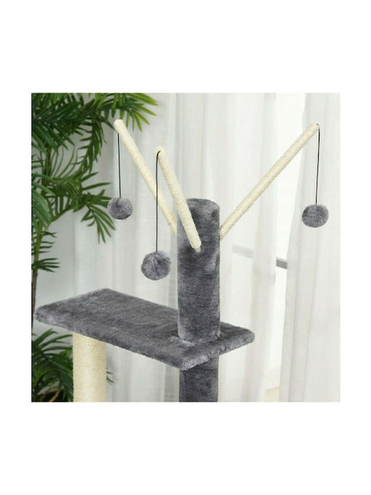 Pawhut Scratching Post Cat Trees Gray 3 levels 40x40x121cm