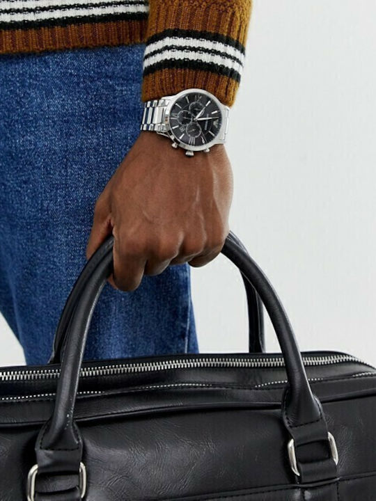 Emporio Armani Giovanni Men's Watch 44mm Chronograph Battery with Silver Metal Bracelet