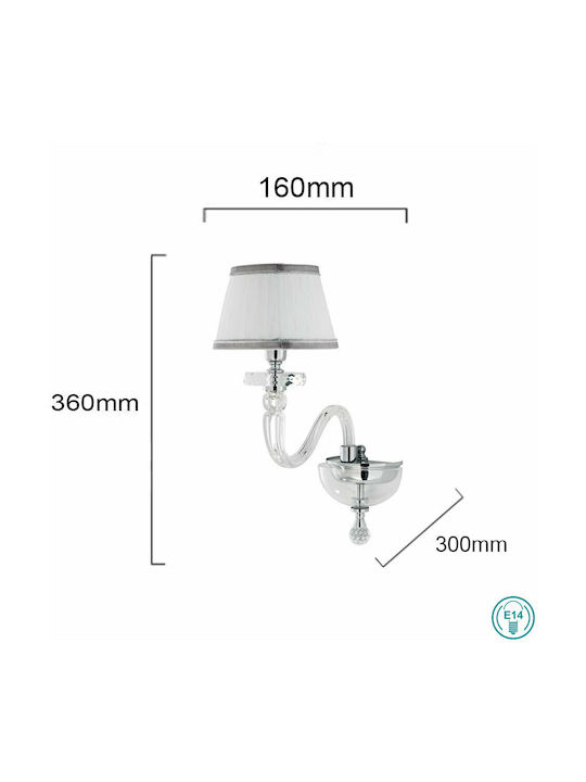 Ondaluce AP.BACH/1CP Classic Lamp Wall with Socket E14 Silver 30x30x16cm