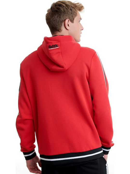 BodyTalk Men's Cardigan with Hood & Pockets Red