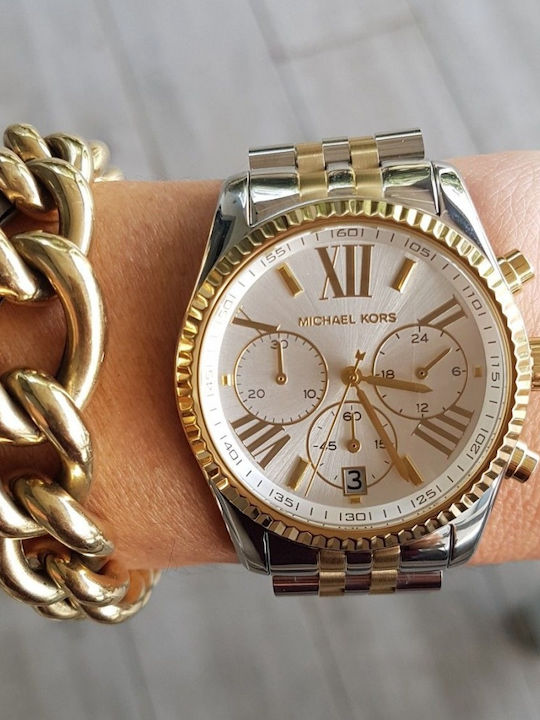 Michael Kors Lexington Women's Watch Chronograph with Gold Metal