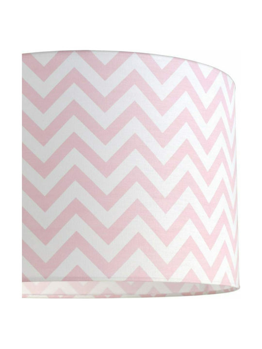 Veis Hesperis Chevron Single Bulb Kids Lighting Pendant of Fabric 60W with Drive Size E27 Pink 35x24cm