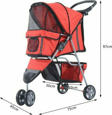 Pawhut Wasserdicht Kinderwagen für Hunde bis 15kg Rot L75xB97xH45cm. D00-041RD