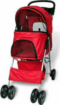 vidaXL Dog Carrying Red Stroller for 15kg Pets L37xW80xH99cm