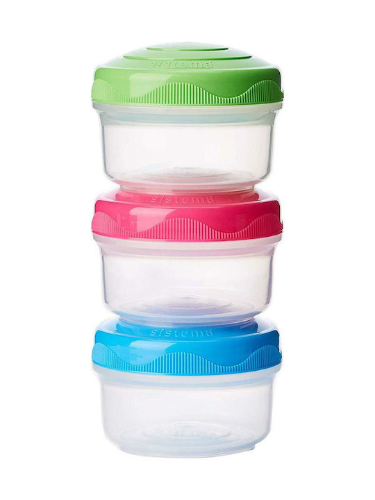 Sistema Mini Bites Lunchbox Kunststoff Blue-Green-Pink Geeignet für die Mikrowelle 130ml 3Stück