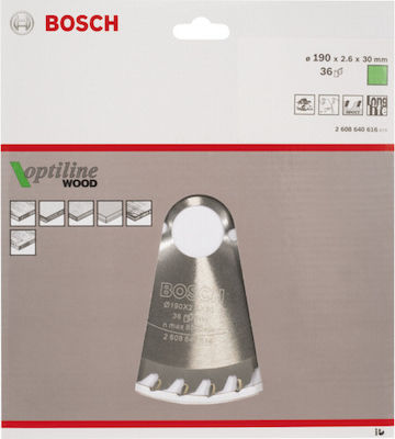 Bosch 2608640616 Cutting Disc Wood 190mm with 36 Teeth 1pcs