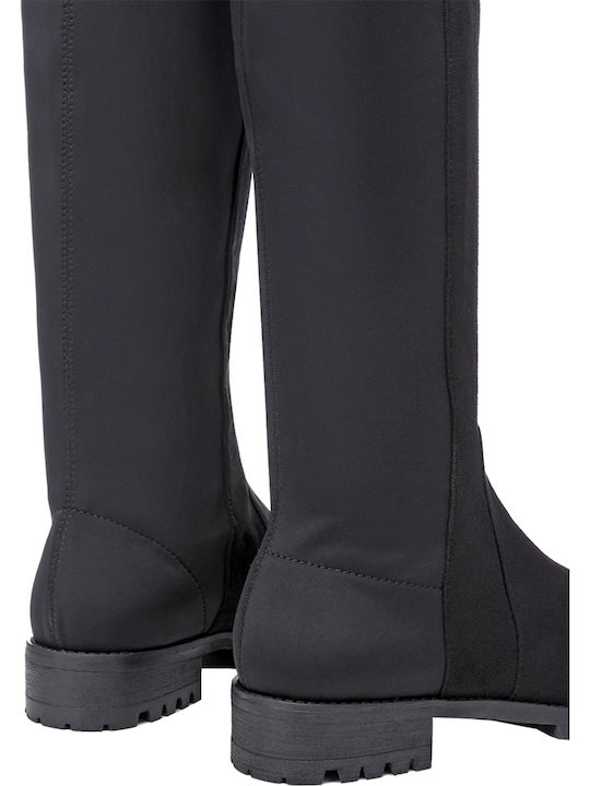 Suede Over the Knee Women's Boots with Laces Amy Hight Black