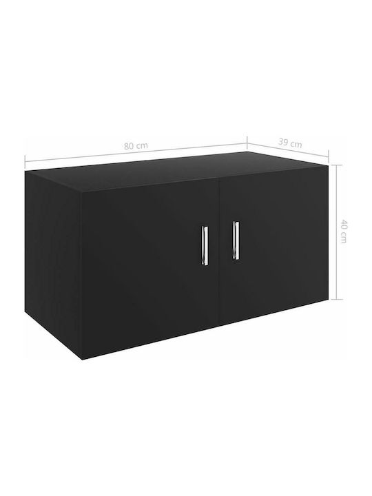 Kabinett Wand Black Velvet-Black Metal 80x39x40cm