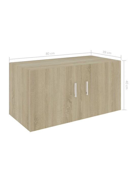 Wand Wohnzimmer Vitrine aus Spanplatte Sonoma 80x39x40cm