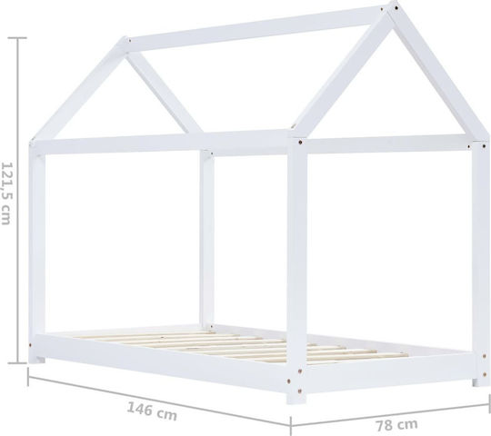 House Παιδικό Κρεβάτι Montessori Μονό Λευκό για Στρώμα 70x140cm