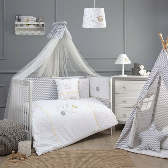Funna Baby Baby Crib Bedding Set Owlet 6pcs Gray