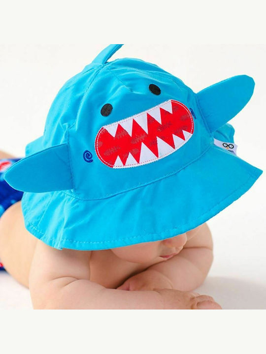 Zoocchini Kids' Hat Bucket Fabric Sunscreen Shark Light Blue