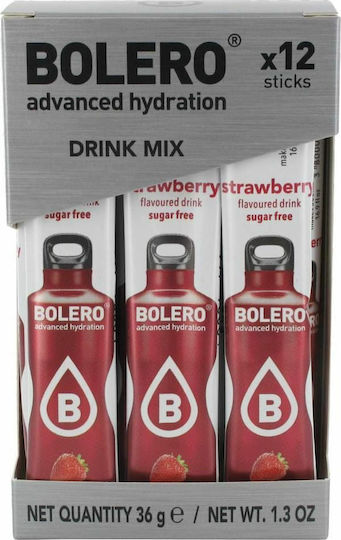 Bolero Χυμός σε Σκόνη 500ml σε Νερό Φράουλα Χωρίς Ζάχαρη 3gr 12τμχ
