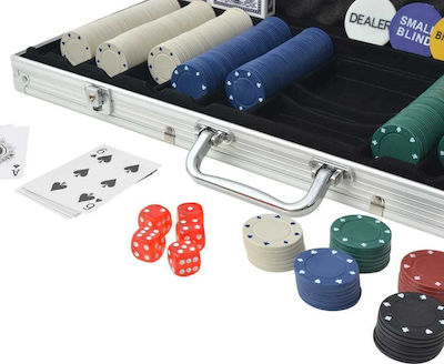 vidaXL Set 500 Poker Chips in Suitcase with 2 Decks