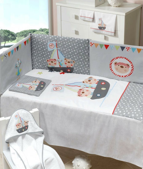 Interbaby Set Für Krippe Pirate Gray 7Stück