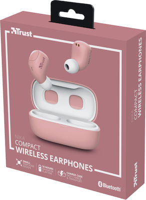 Trust Nika Compact In-Ear Bluetooth-Freisprecheinrichtung Kopfhörer mit Schweißresistenz und Ladeetui Rosa