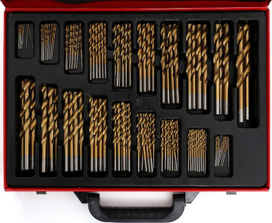 Kraft & Dele Set of 170 Drills HSS Titanium with Cylindrical Shank for Metal