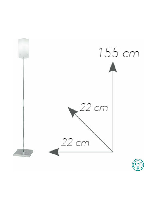 Fan Europe Square Floor Lamp H155xW22cm. with Socket for Bulb E27 White