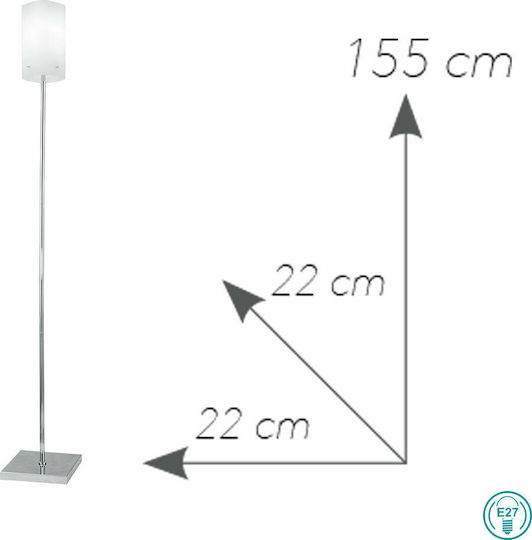 Fan Europe Square Floor Lamp H155xW22cm. with Socket for Bulb E27 White