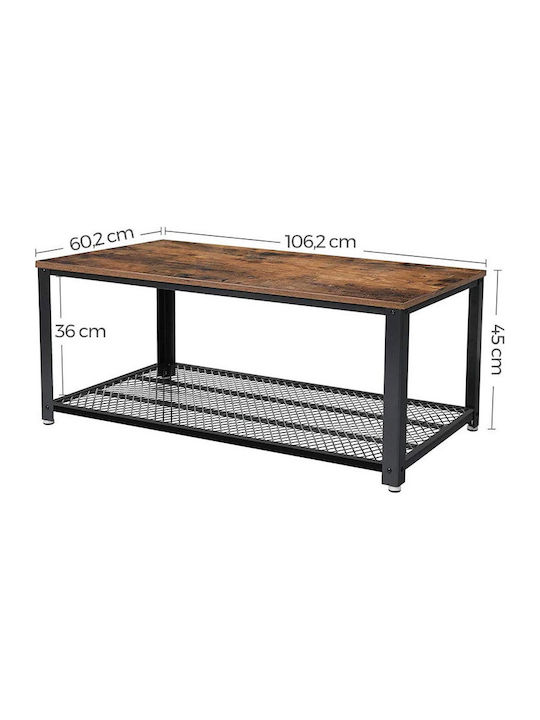 Rectangular Central Coffee Table Wooden Brown M106.2xW60.2xH45cm