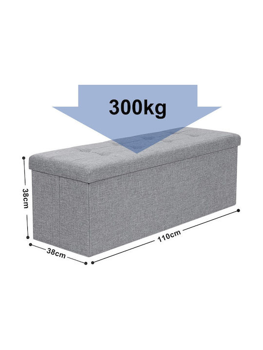 Bench Stool with Storage Space Upholstered with Gray Fabric 110x38x38cm