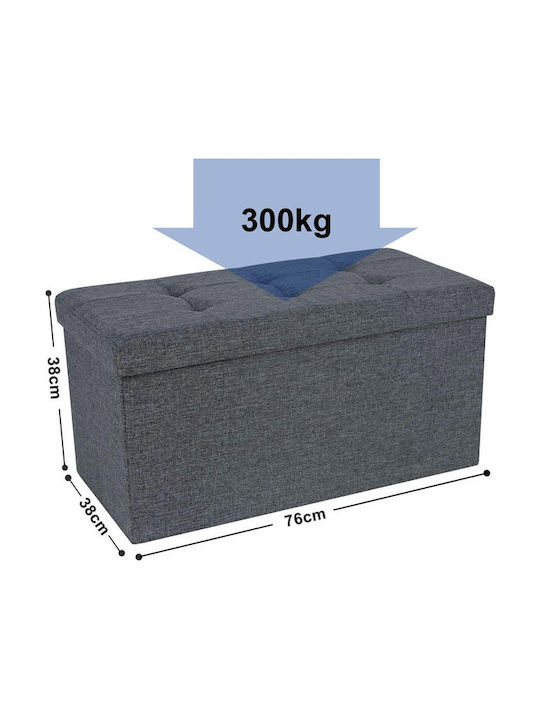 Bench Stool with Storage Space Upholstered with Gray Fabric 76x38x38cm