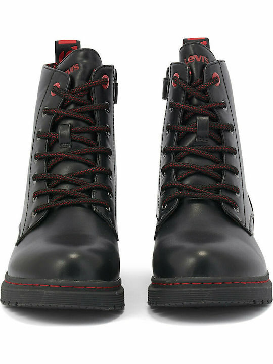 Clover Leather Kids Boots with Laces Black