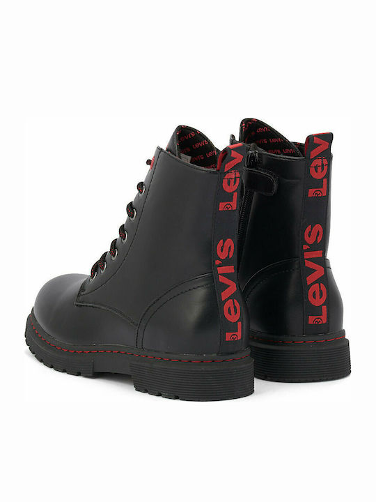 Clover Leather Kids Boots with Laces Black