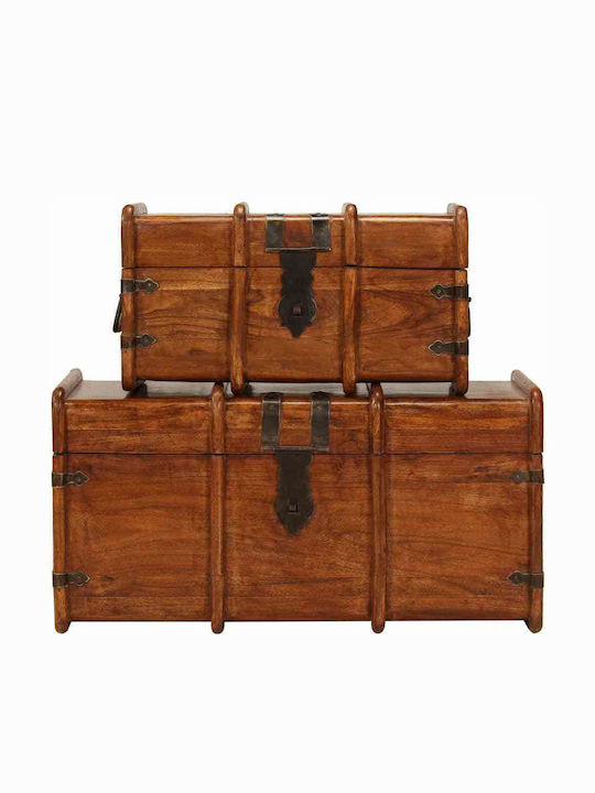 vidaXL Set de cufere decorative Din lemn Maro 2buc