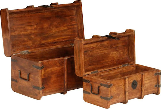 vidaXL Wooden Decorative Trunks Set Brown 2pcs