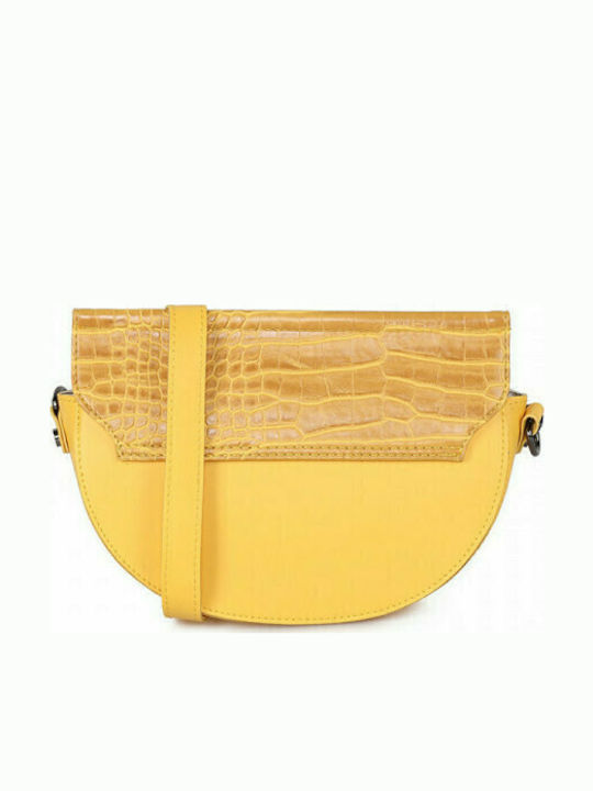 Tarlton Croco Γυναικεία Τσάντα Χιαστί Κίτρινη