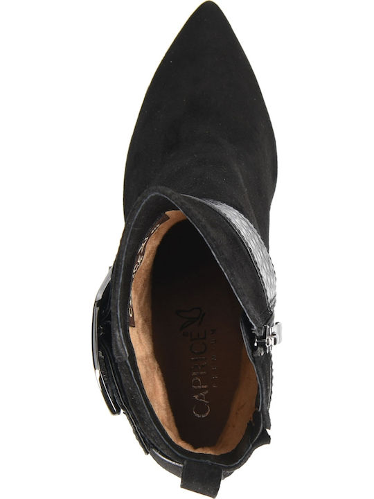 Suede Women's Ankle Boots with High Heel Black