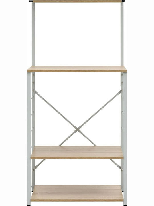 vidaXL Кухненски Стелаж Дървен 4 Позиции Бял 60x39.6x123см