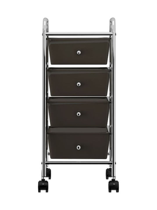 vidaXL Kitchen Trolley Plastic in Black Color 4 Slots 32x36.5x76cm