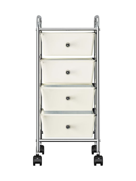 vidaXL Kitchen Trolley Plastic in White Color 4 Slots 32x36.5x76cm