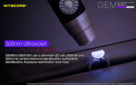 NiteCore Φακός LED IPX8 με Μέγιστη Φωτεινότητα 1000lm GEM10UV