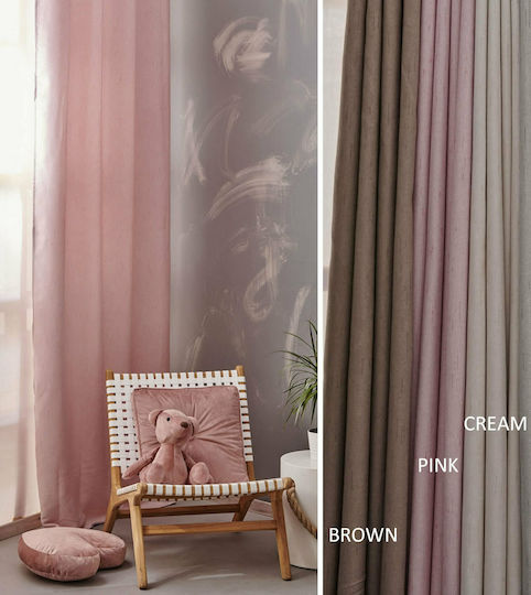 Palamaiki Κουρτίνα με Τρουκς Kara Καφέ Brown 140x260εκ.
