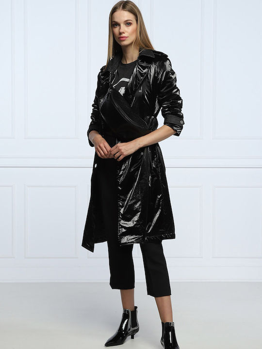 Damen Schwarz Trenchcoat