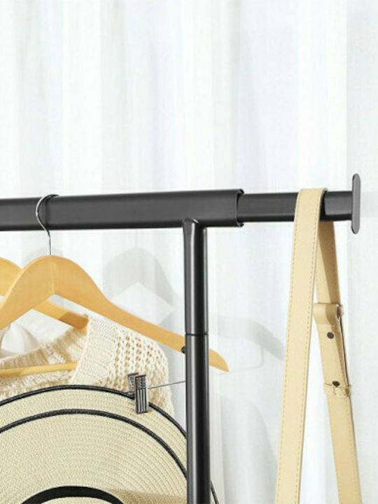 Songmics Wheeled Floor Garment Rack made of Metal Black 132x45.4x160cm