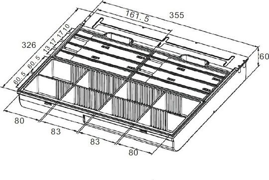 TE Tameiaki Express ΤΕ585 Cash Register Insert Tray with 8 Coin Slots and 8 Slots for Bills 35.5x32.6x6cm