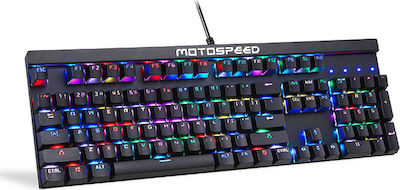 Motospeed CK103 Gaming- Mechanische Tastatur Volle Größe mit Outemu Blau Schaltern und RGB-Beleuchtung (Griechisch) Schwarz