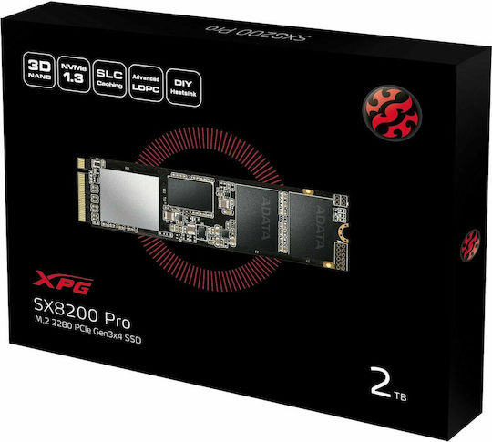 Adata XPG SX8200 Pro SSD 2000ГБ M.2 NVMe PCI Express 3.0 ASX8200PNP-2TT-C