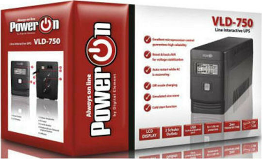 Power On VLD-950 UPS Line-Interactive 950VA with 2 Schuko Power Plugs