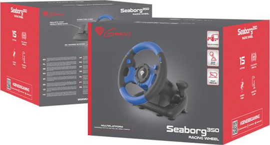 Genesis Seaborg 350 Steering Wheel with Shifter and Pedals for PC / PS3 / PS4 / Switch / XBOX 360 / XBOX One with 180° Rotation
