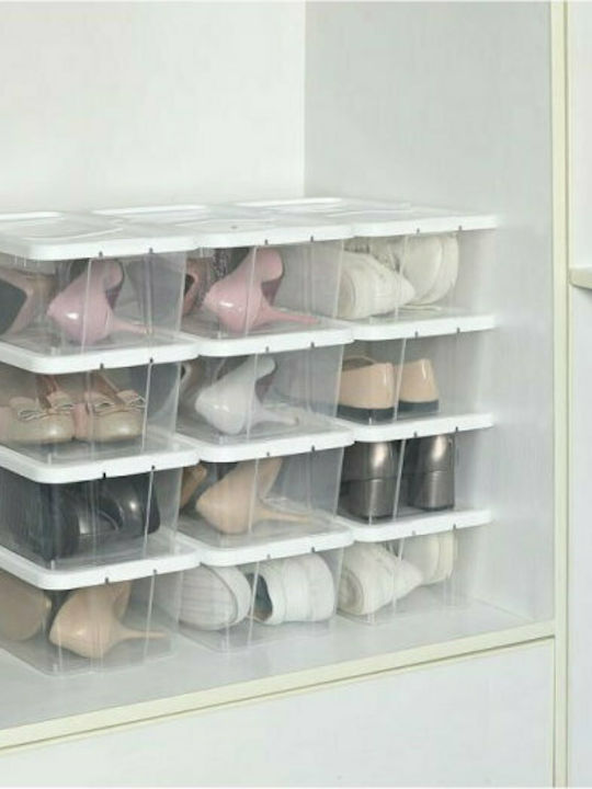 Songmics Plastic Storage Box with Lid Transparent 29.5x16.5x12.5cm 12pcs