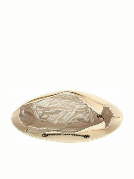 Relief Quilted Geantă de damă Shopper De umăr Bej