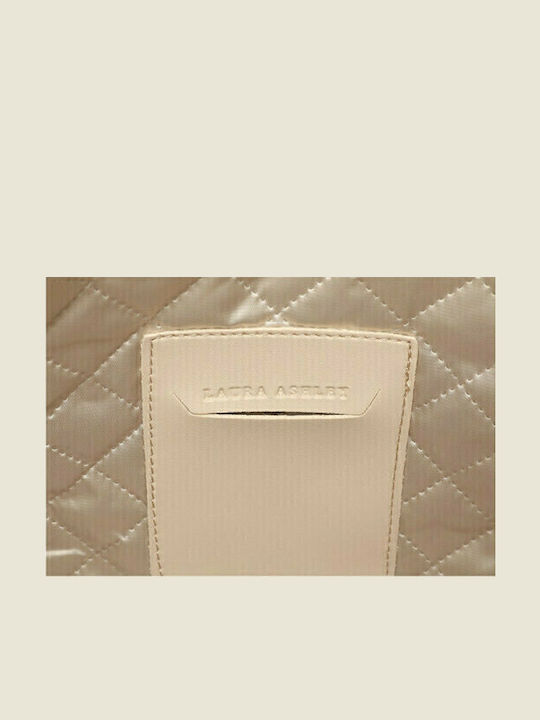 Relief Quilted Geantă de damă Shopper De umăr Bej