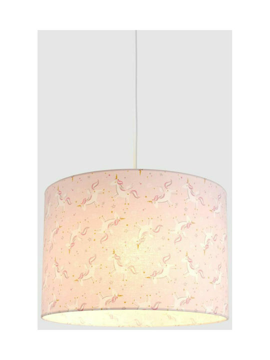 Veis Unicorn O singură lumină Lumină de tavan pentru copii Agățat din material textil 60W cu suport pentru bec E27 Pink 35x24cm